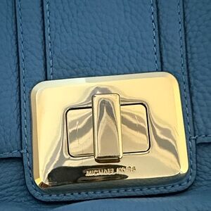 Michael Kors Blue Bag with Gold Clasp